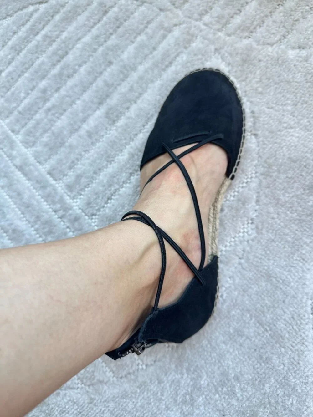 Eileen Fisher Lace Black Leather Lace-Up Espadrille Flats Women’s Size 8